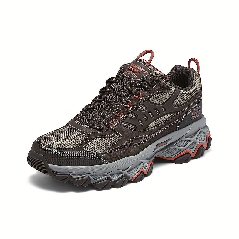 TEMU Skechers Men's Low-top Sneakers - Thick Cushioned Sole, Lace-up Closure, For Hiking, Gym, Hiking Footwear, Stylish Footwear, Durable Footwear