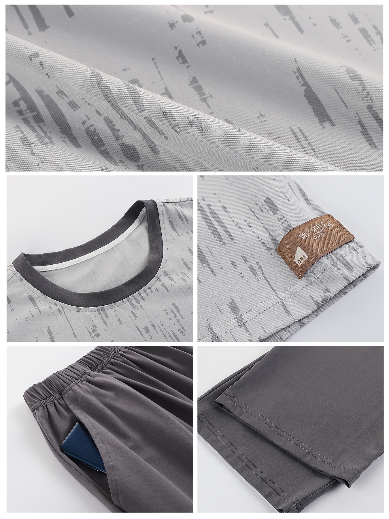 Men'S Sleepwear Set for Spring And Summer, Featuring a Pure Cotton Short-Sleeve Top And Long Pants, Designed As a Simple Plus-Size Homewear Set.