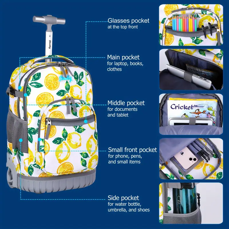 18 inch rolling backpack lunch bag pencil case set - Temu 18 inch rolling backpack lunch bag pencil case set - Temu