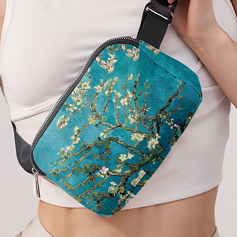 

Chic Cartoon Floral Print Crossbody Bag - Adjustable, Lightweight Fanny Pack For Travel, Hiking & Yoga, Style, Daily Occasion