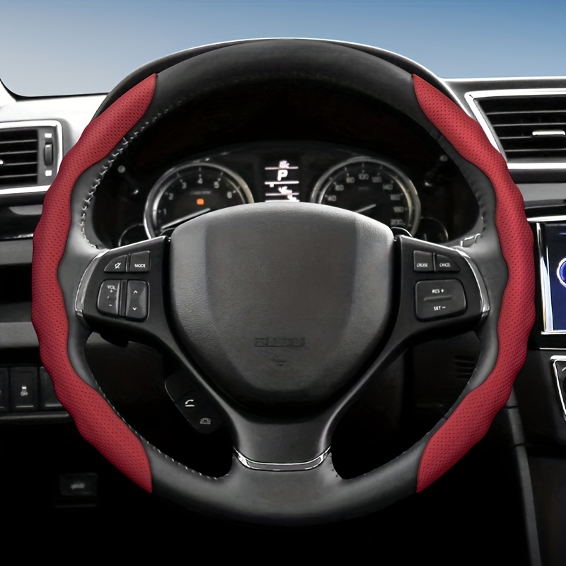 TEMU Steering Wheel Cover For , Wavy Sport Design, Breathable Perforated, Segmented , Non-slip, Sweat-absorbent, Steering Wheel Protector, 6 Colors,