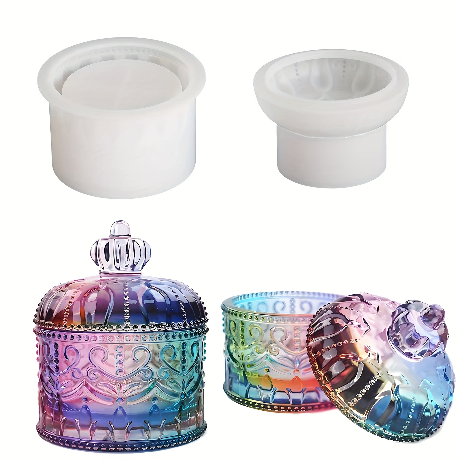 TEMU Vintage-Flasche Harzform mit Deckel - Rustikale Mehrfarbige Wirbel-Design, Silikon-Aufbewahrungsbox-Form für DIY-Kunsthandwerk, Epoxidharz,