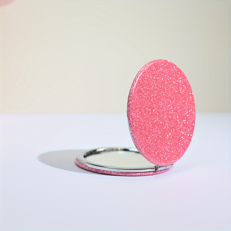 

1pc, Luxury Glitter Compact Mirror, Portable Pu Folding Pocket Mirror, Elegant Handheld Vanity Mirror For Travel, Office, Bedroom, Bathroom, Gift Idea For Birthday, Mother's Day, Easter