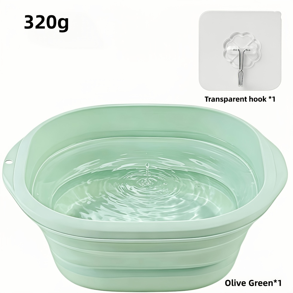 TEMU High-quality Thickened Portable Foot Bath With Transparent Hook, Foldable Wash Basin Portable Hair Washing Basin, Multifunctional For Soaking