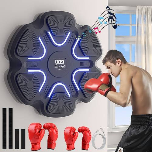 smart music boxing machine boxing training machine wall mounted intelligent boxing led electronic workout punching sports equipment 9 of 5 volume adjustments with boxing gloves home indoor boxing game