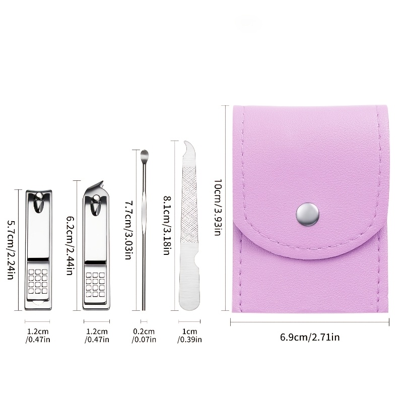 Purple Complete Nail Clipper Set with Storage Bag