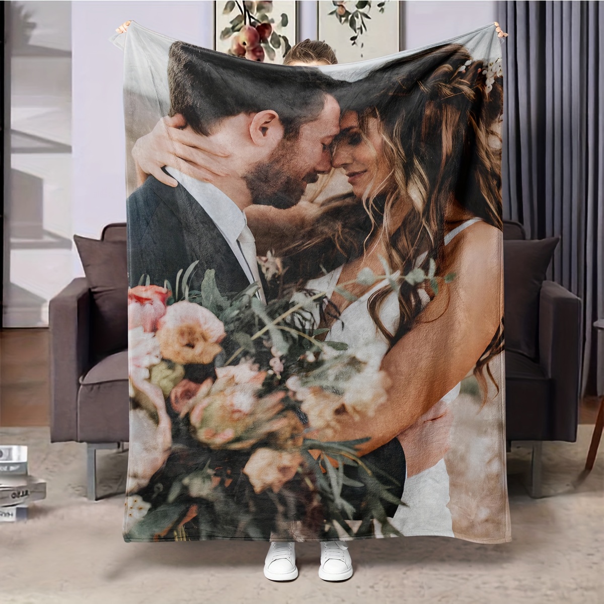 

Custom Photo Flannel Blanket - Soft, Comfort With Hd Printing - Perfect Gift For Family, Friends & Valentine's Day - & Lightweight For Bed, Sofa, Camping & Travel Flannel Blankets Comforter Set