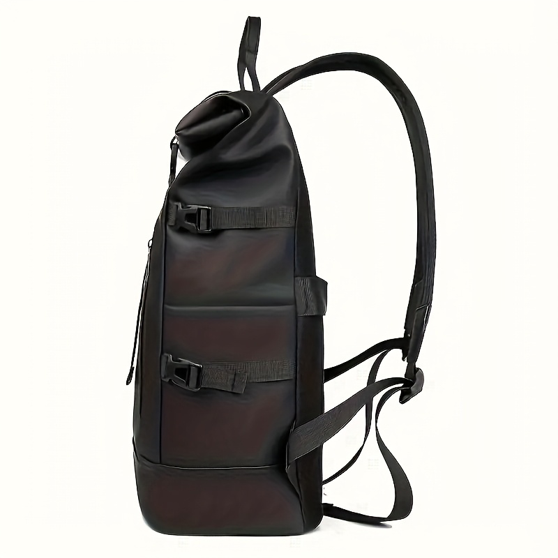 2026 New Men's Backpack, Minimalist Solid Color Travel Bag, Large Capacity PU Laptop Backpack - Ergonomic Shoulder Straps and Zipper Closure Business Commuter Bag, Multi-Compartment Foldable Office Outdoor Backpack | Modern Style Laptop Storage Bag
