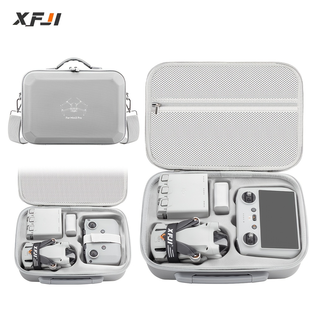 

Xfji 3/ Drone Accessory Case - Travel Bag With Shoulder Strap, & Lightweight, Compact Gray Storage For Remote Controllers & Accessories