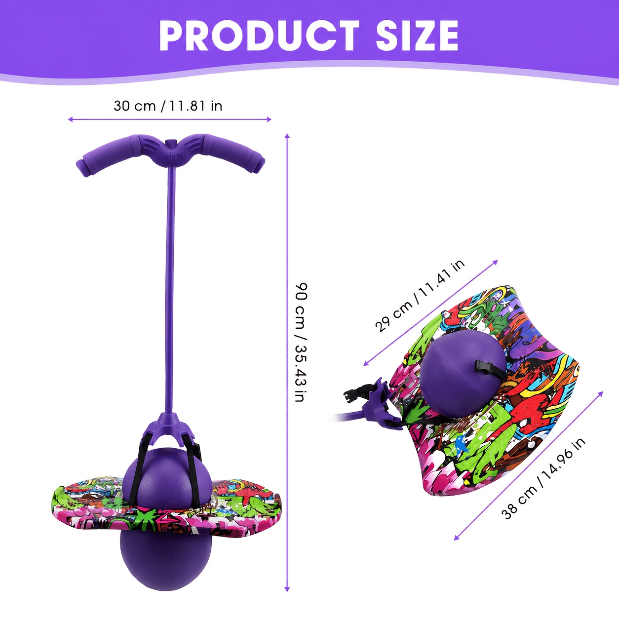 Image of Inflatable Balance Ball With Handle ( Ball) Purple Bouncing Base With Colorful Platform And Hand Pump; Suitable For Indoor And Outdoor Use