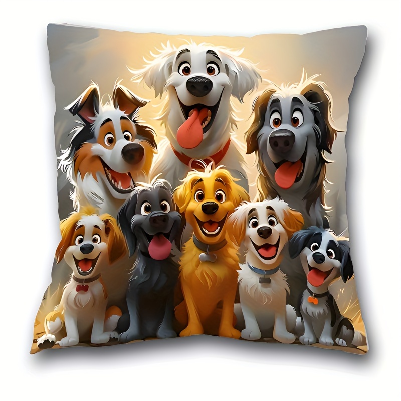 

Puppy Print Short Plush Pillow Case: 17.7"x17.7", Home Decor, Room Decor, Bedroom Decor, Architectural Collectible Accessories (excluding Pillow Core)