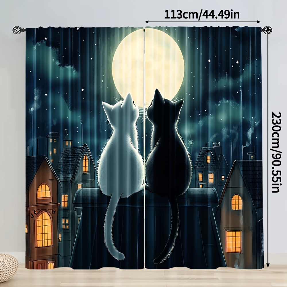 TEMU Set Of 2, Modern Drapes With Adorable , Multi-functional 100% Polyester (does Not Rod, No Motion, No Batteries) Perfect For Home And Office
