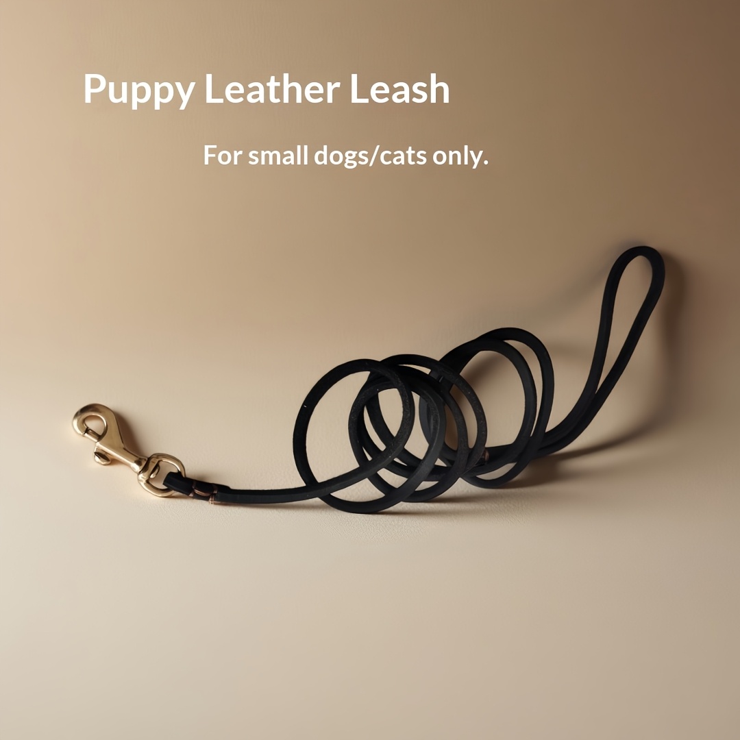 Vintage Lightweight Cowhide Puppy Leash with Brass Hook