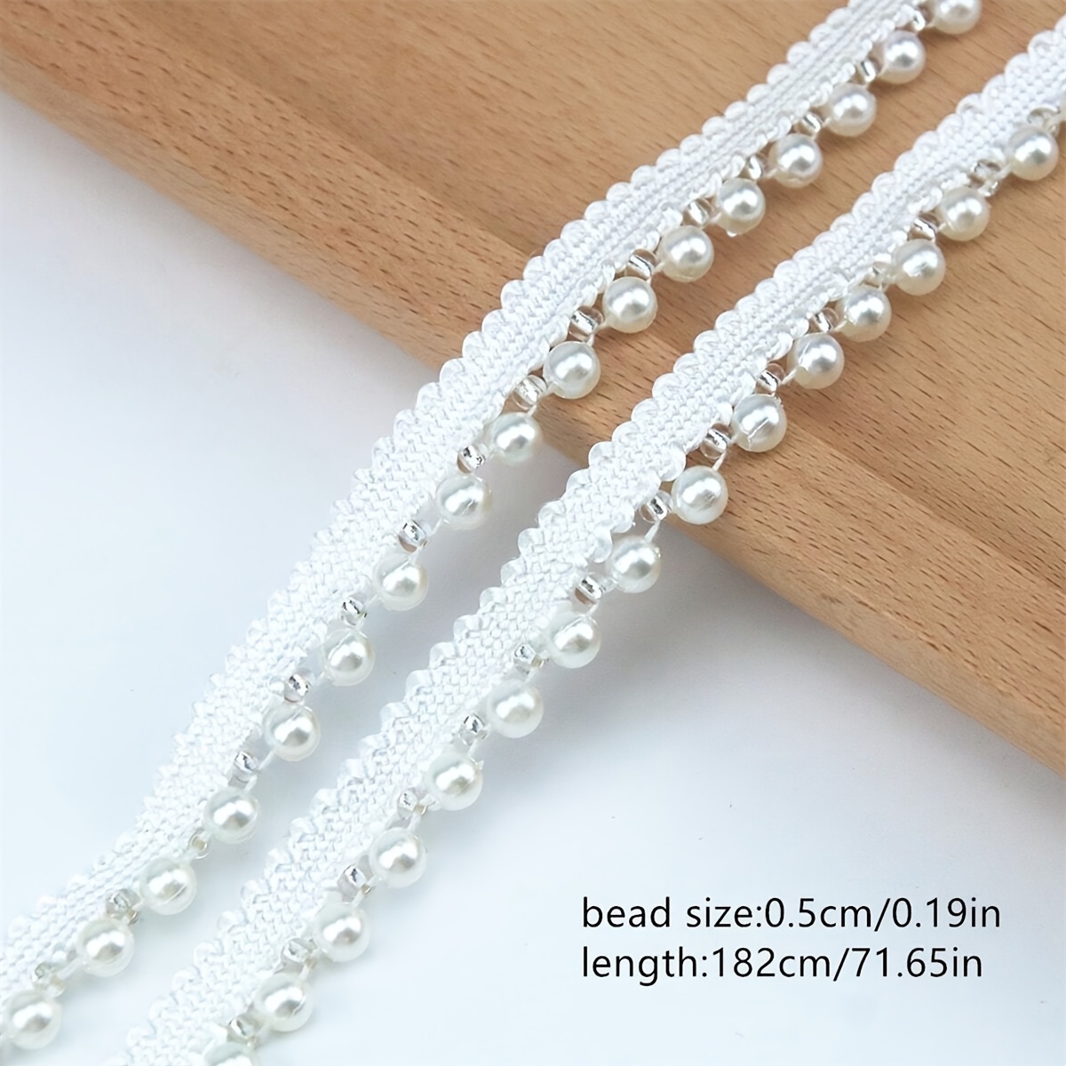 TEMU Deux Yards de Dentelle de Perles Main pour Décorer les Collets, les Poignets, les Chapeaux et les Projets