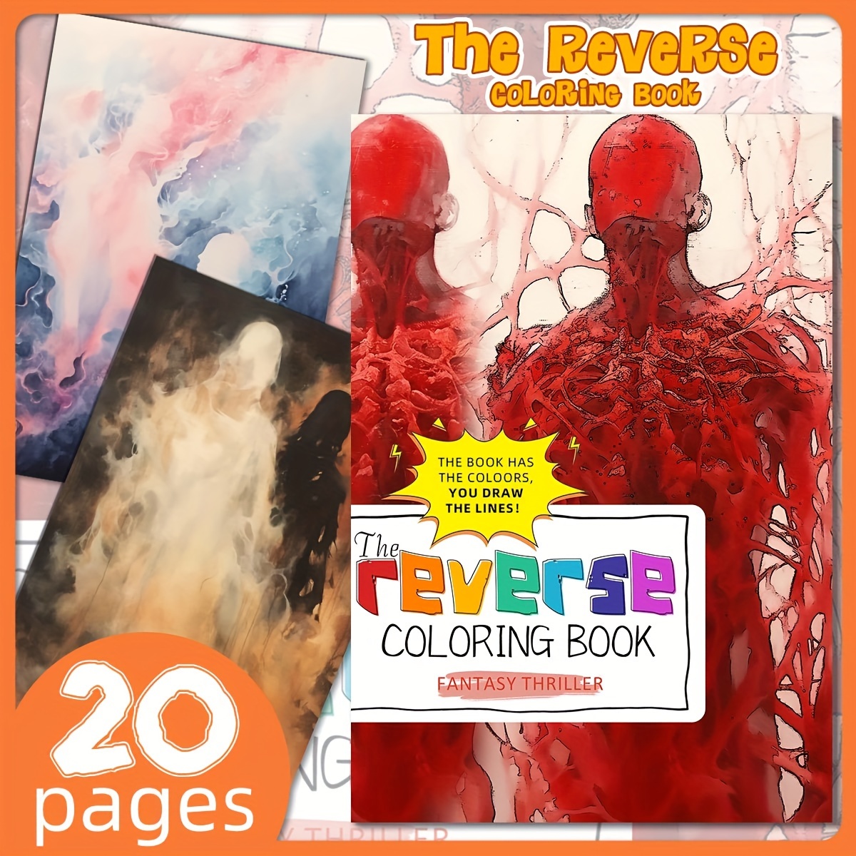 

Upgraded Reverse Coloring Book - 20 Pages, Paper, Mindfulness Art, Creative Gift For Family & Friends