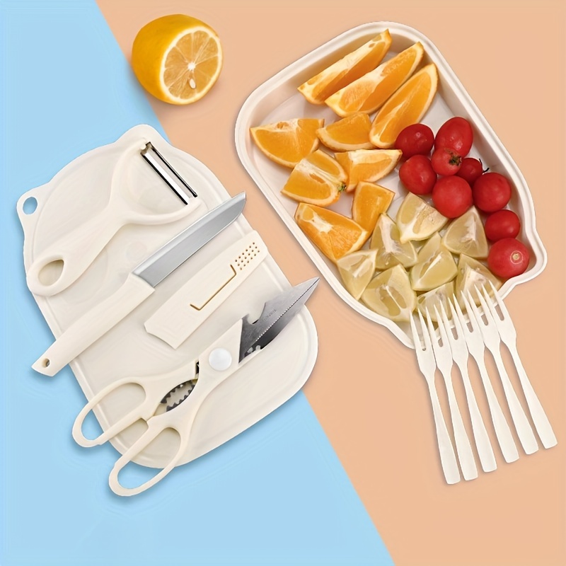 Conjunto de 4 facas de cozinha de plástico com bordas de corte serrilhadas  - Facas de plástico - Facas de Nylon Chef Segura Crianças / Faca de Chef  Infantil para Frutas, Pão