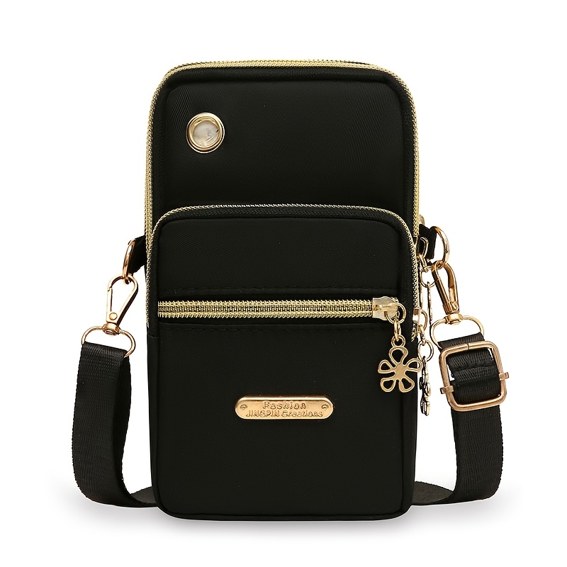 TEMU 1pc Women's Nylon Mini Crossbody Bag, Fashion Sports Arm Wallet With Lanyard, Lightweight Shoulder Phone & Lipstick Pouch, , Zipper, Multi-pocket, Coin Purse