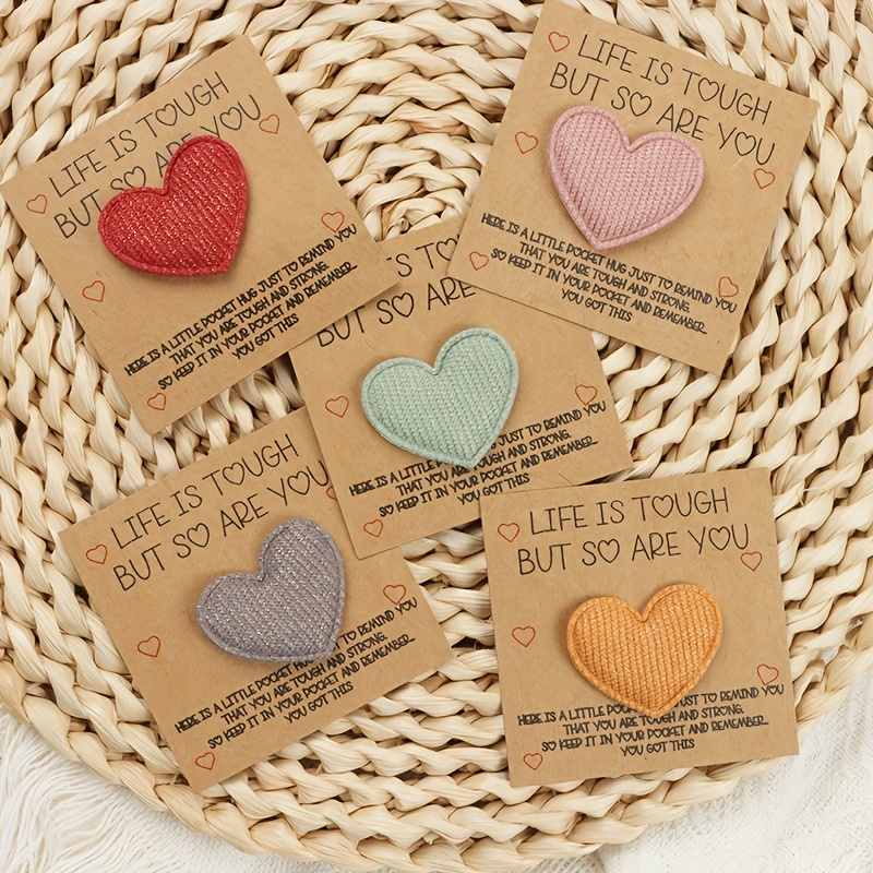 TEMU 5pcs Paper Pocket Hug Cards With Glitter , " Tough, But " Inspirational Gift, Hug Card, Birthday Greeting Card, Wedding Gift, Get Well Card,