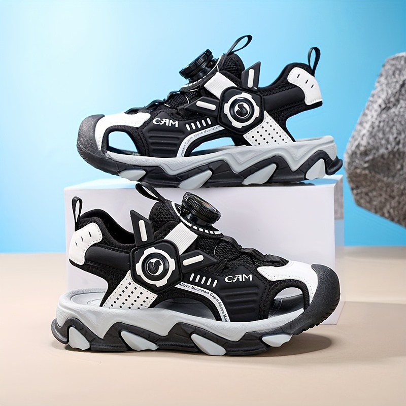 Image of Boys' Sandals With Rotatable Buttons, Breathable Fabric, Ideal For Beach And Hiking, Suitable For Spring And Summer