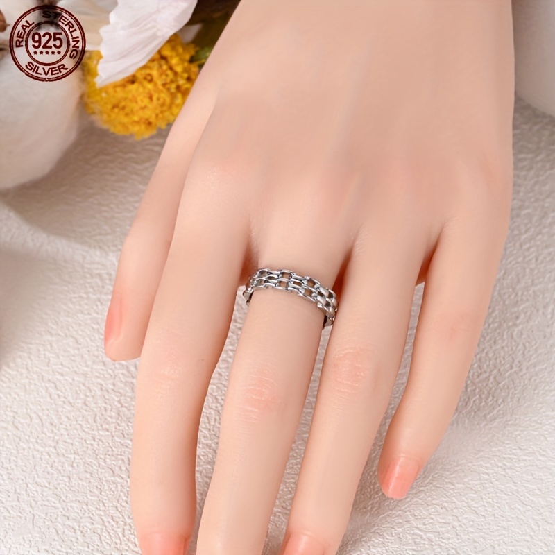 925 Sterling Silver Ring, Chain Ring, Chunky Ring