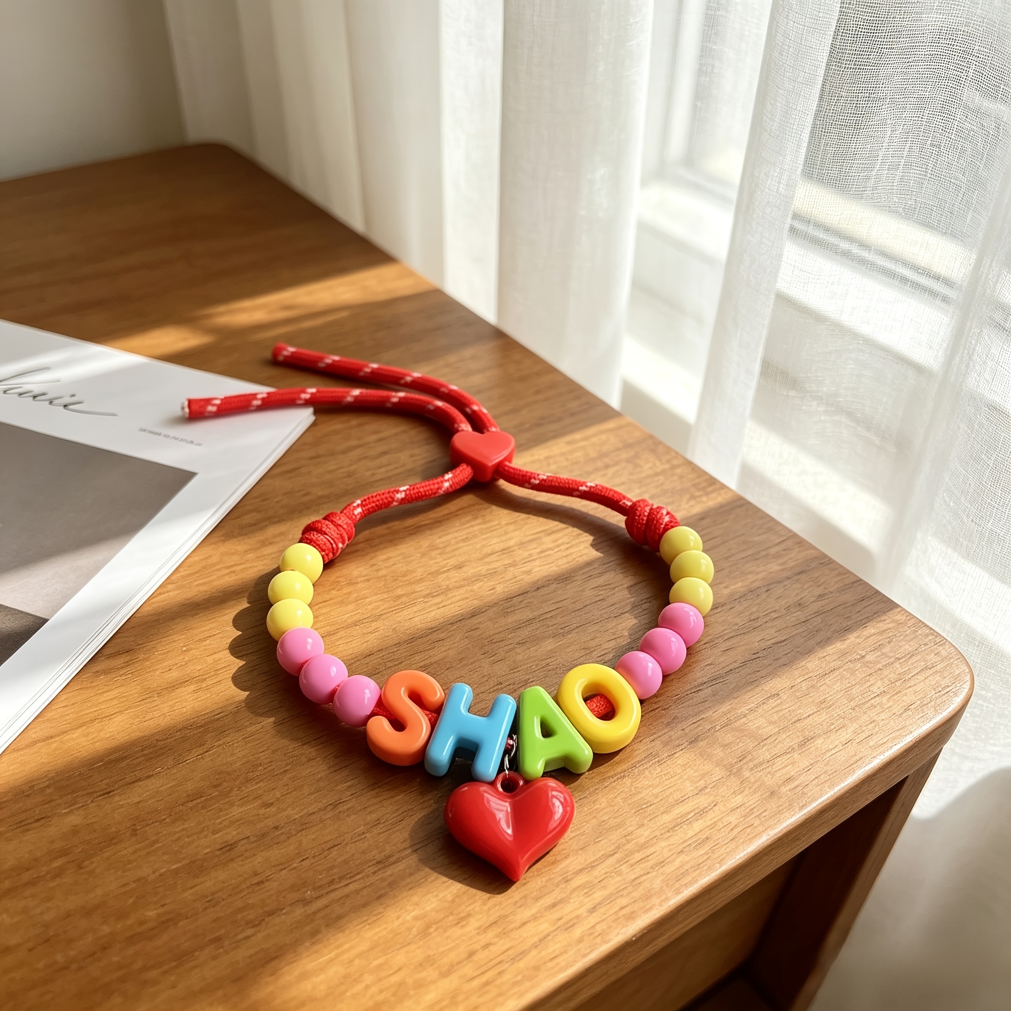 TEMU [customized] 1pc Customized Acrylic Colorful Letter Pet Beaded Necklace Love Pendant Pet Jewelry Customizable Souvenir Universal For Cats And