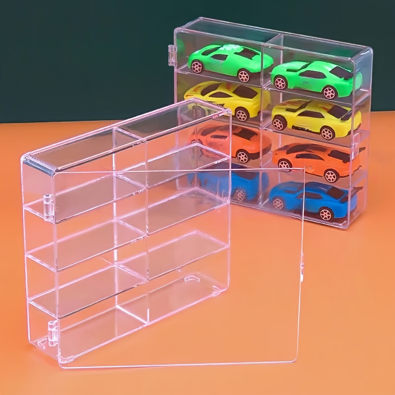 

1pc 8-compartment Toy Car Storage Display Case, Multi-purpose Transparent Dustproof Box, Clear Toy Organizer