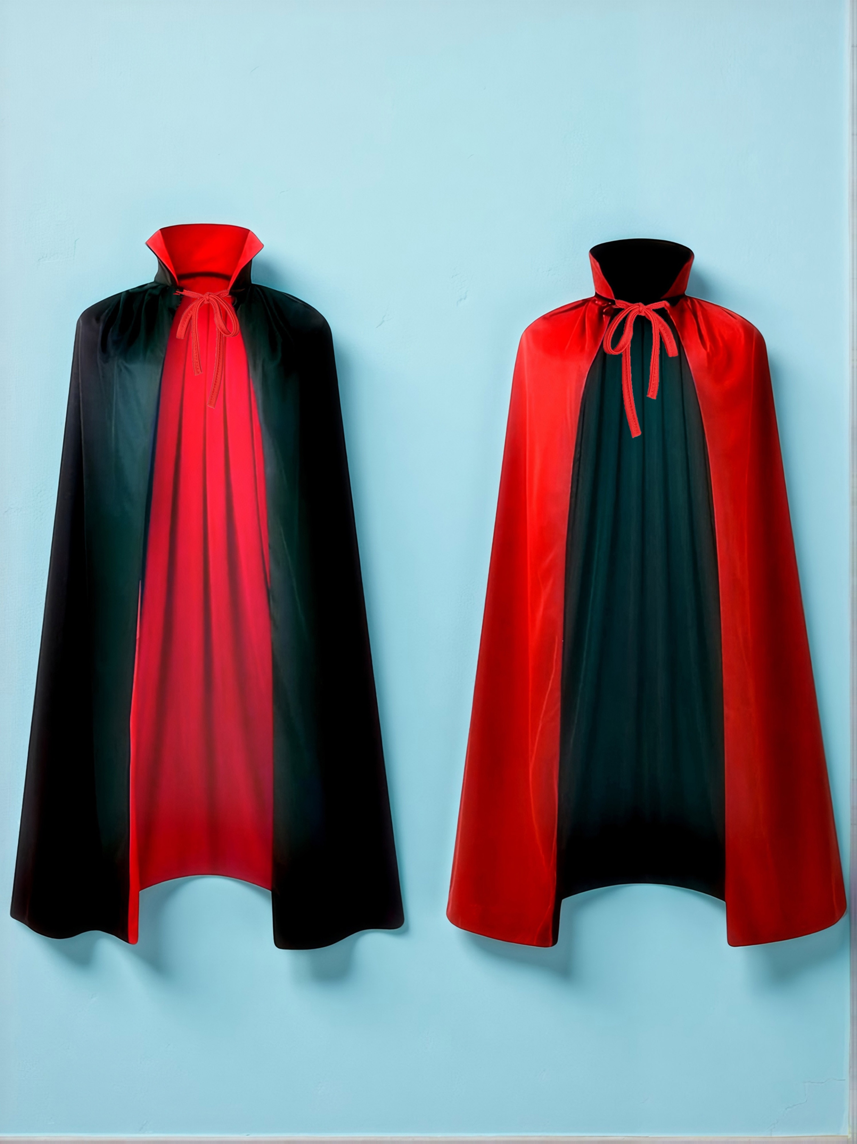 ZZQVIP Capa Halloween Negra Y Roja Con Capucha 150 Cm – Disfraz Vampiro Hombre & Mujer – Capa Reversible Para Adultos, Cosplay, Carnaval, Fiestas Temáticas Y Bailes De Máscaras