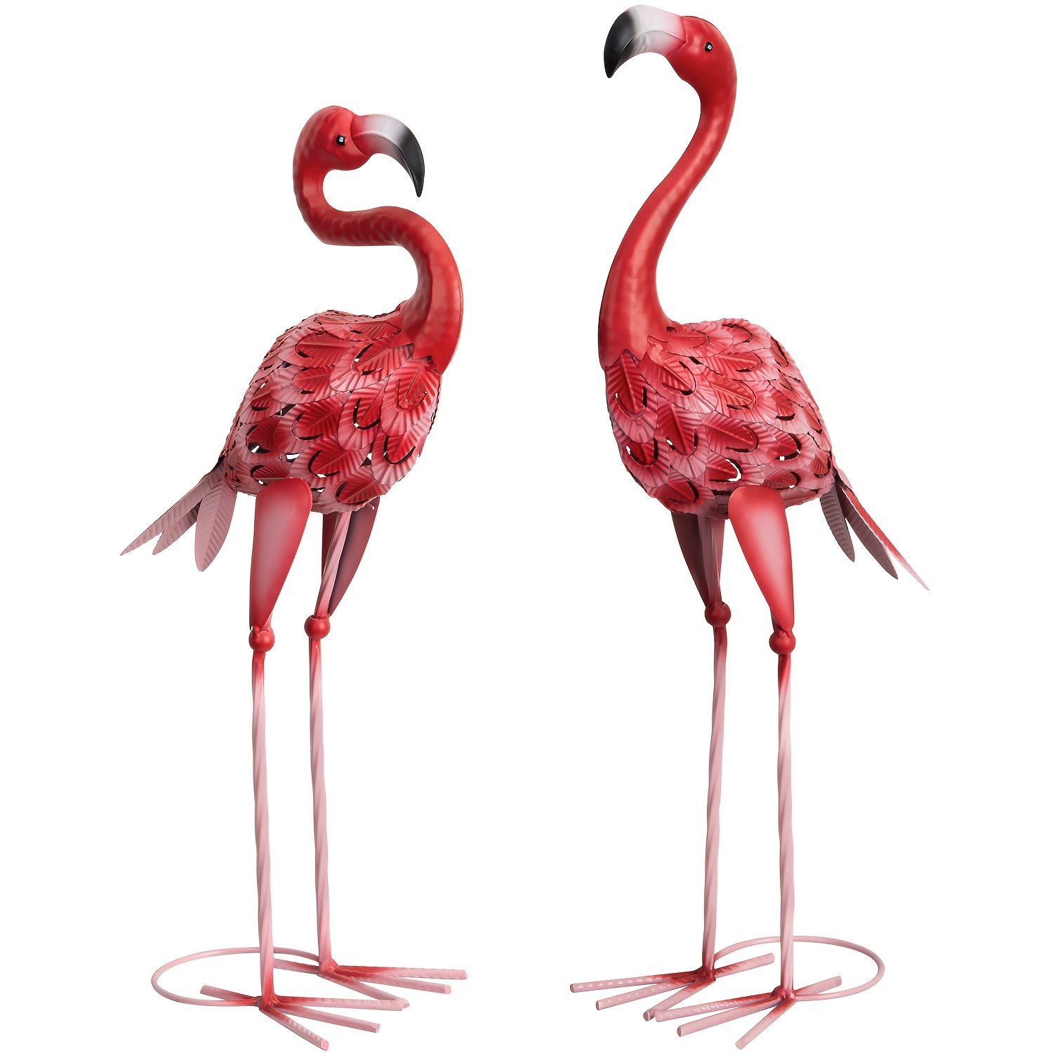 

2pcs Metal Flamingo Statues, Hot Outdoor Decor For Lawn Backyard Ornaments