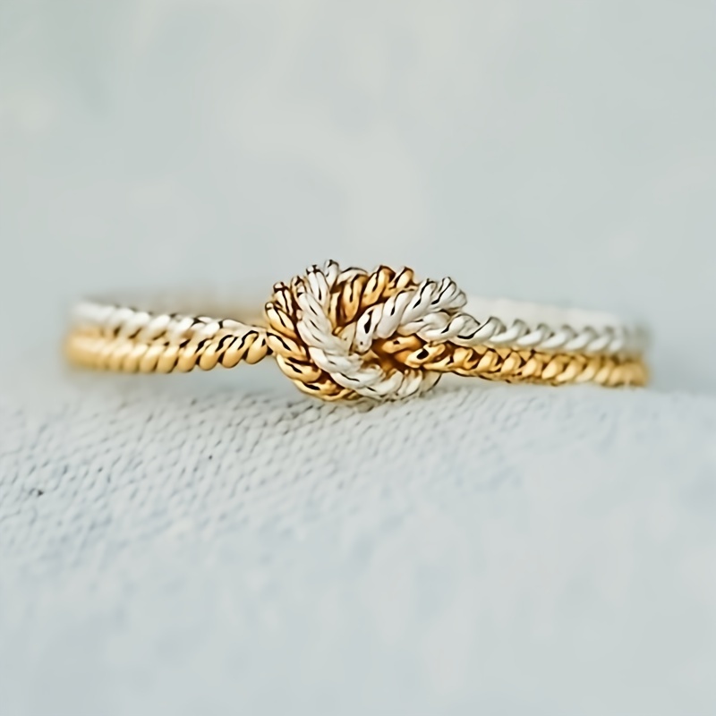 1pc Women's Promise Ring Easy Knot Dual-tone Ring Women' Casual Party Ring Fashion Accessory