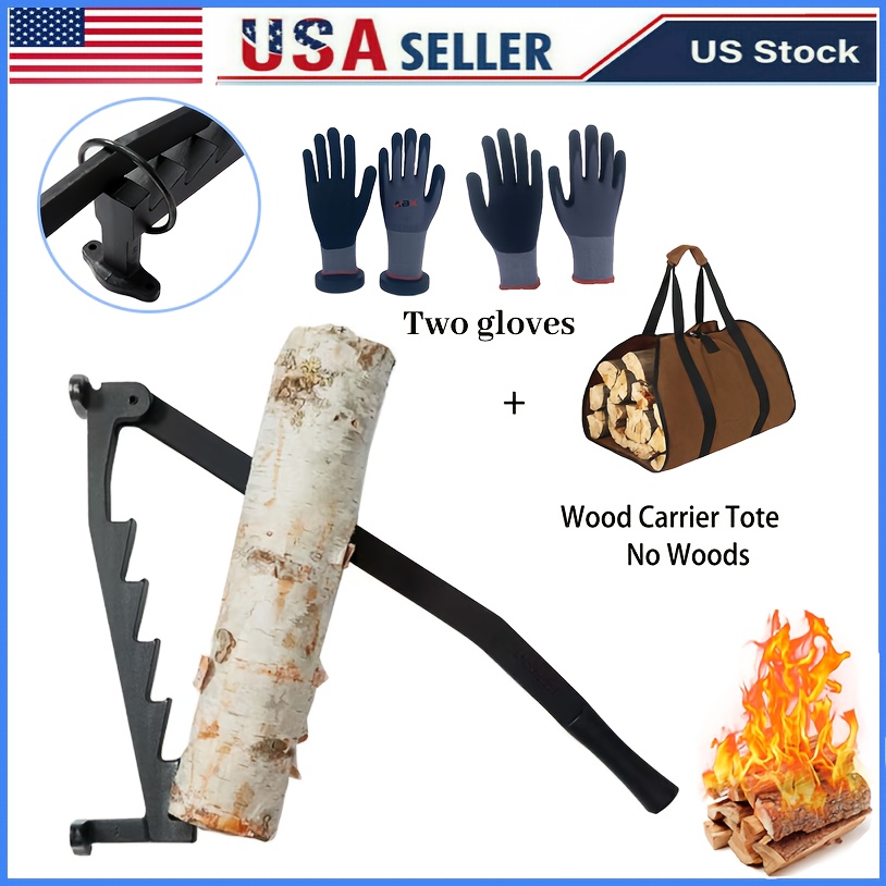 

1pc Pakroman Mounted Iron , Wood Bag, , And 2 Gloves - For Chopping