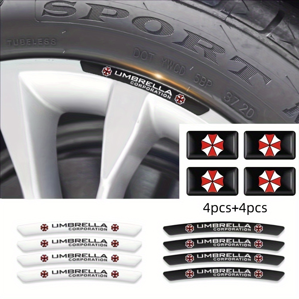 

4 Pieces + 4 Pieces Of Golden Belong To The New Company Car Stickers To Protect The Stickers Car Hub Rim Brow Stickers