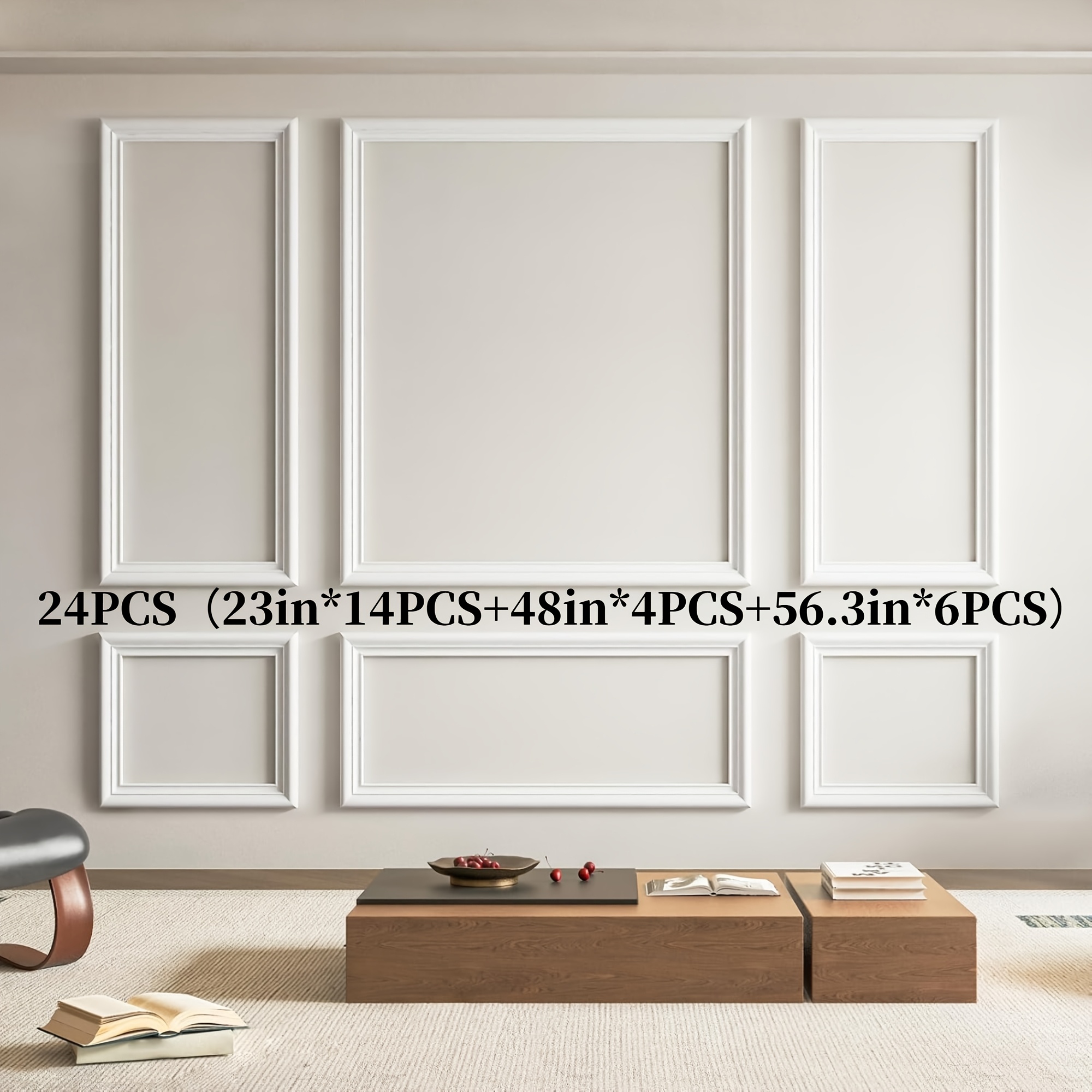 TEMU 24pcs (23in* 14pcs+48in* 4pcs+56.3in* 6pcs) Supeasy Background Decorative Strip Set, Pre-cut Wall Decorative Line Set, Instant Tear And Stick