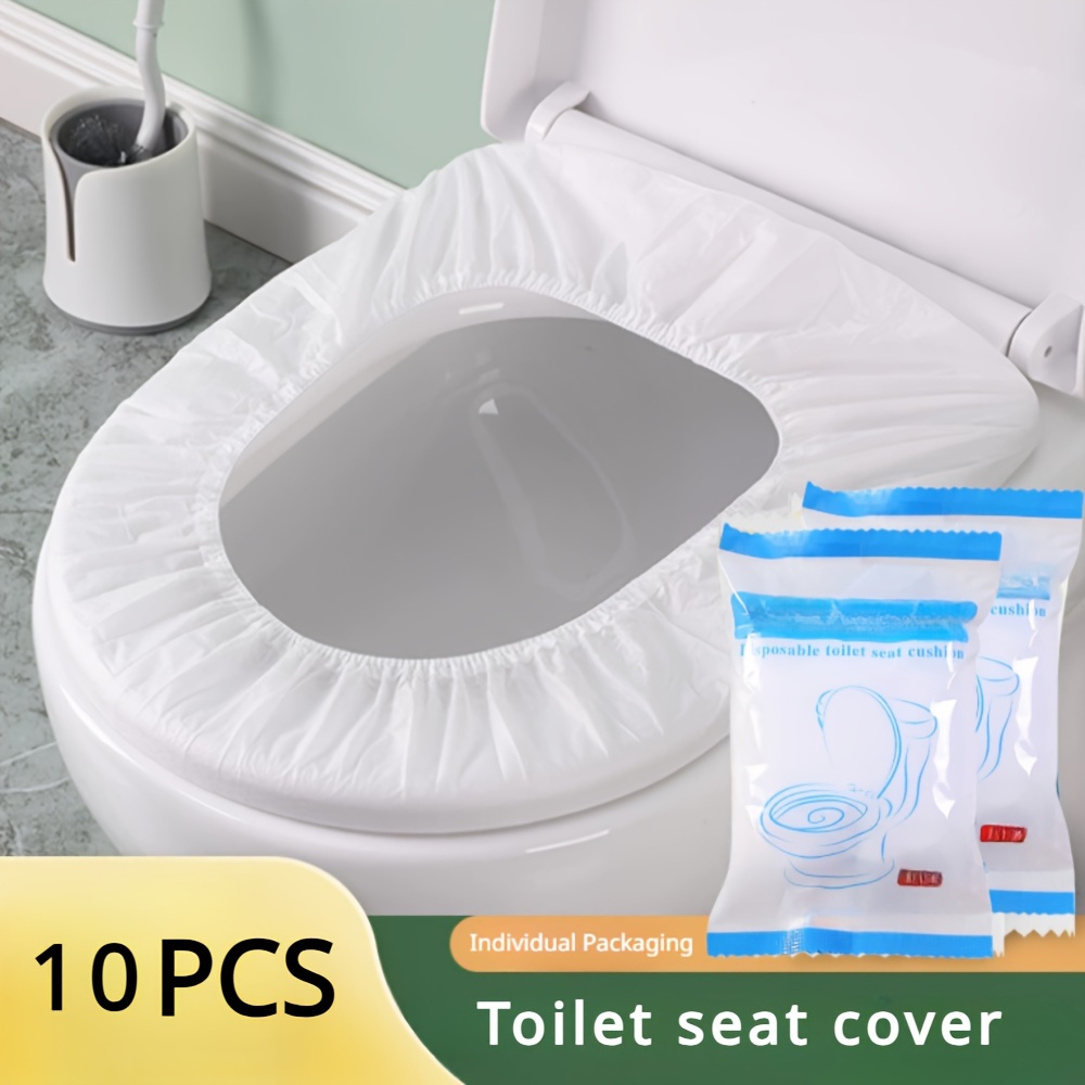 10 Pcs Convenient Travel Disposable Toilet Seat Cover, Non-woven Isolation Dust Hotel Toilet Cover, Independent Packaging Clean And Hygienic