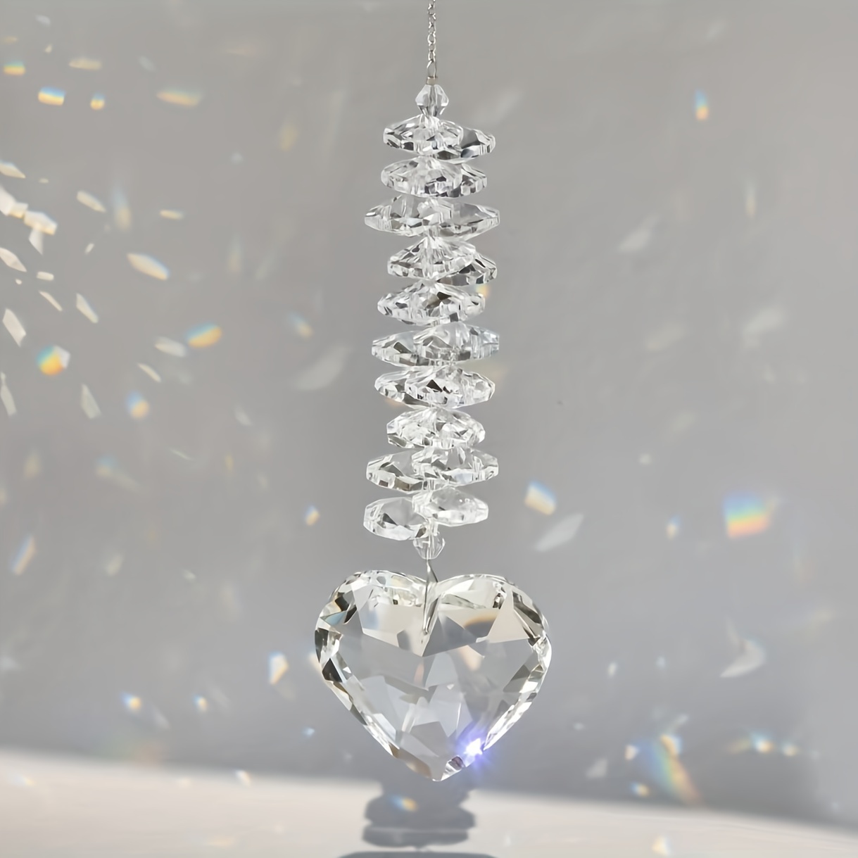 

Heart-shaped Crystal Wind Chime - Weddings, Decor | Glass Suncatcher & Outdoor Photo Prop