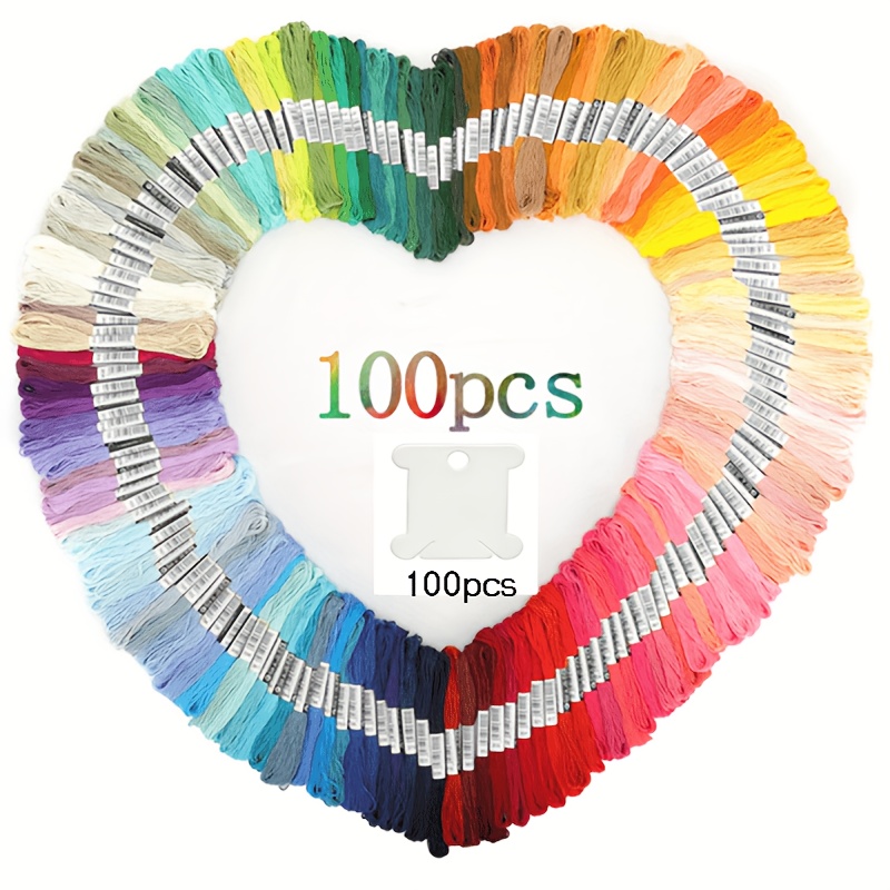 TEMU Set da 200 pezzi di filo da ONBAGLST con 100 e 100 schede organizzatrici - Colori assortiti morbidi adatti per punto croce, cucito a , trapunte,