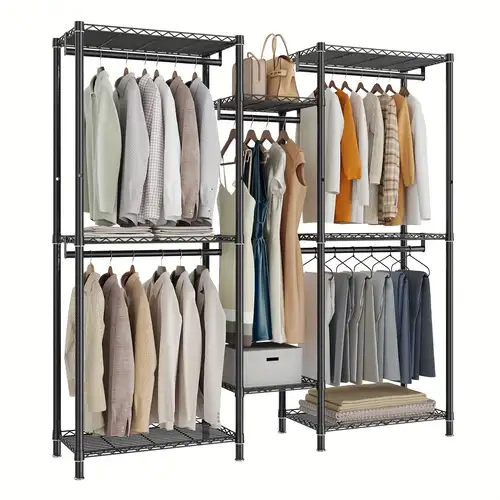 Floor Standing Double Pole Clothes Rack Vertical Clothes - Temu