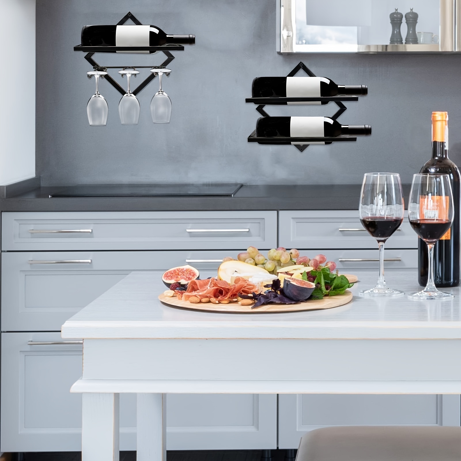 Support à Vin Métallique Mural Industriel - Noir - 1 étage - Pour Salle