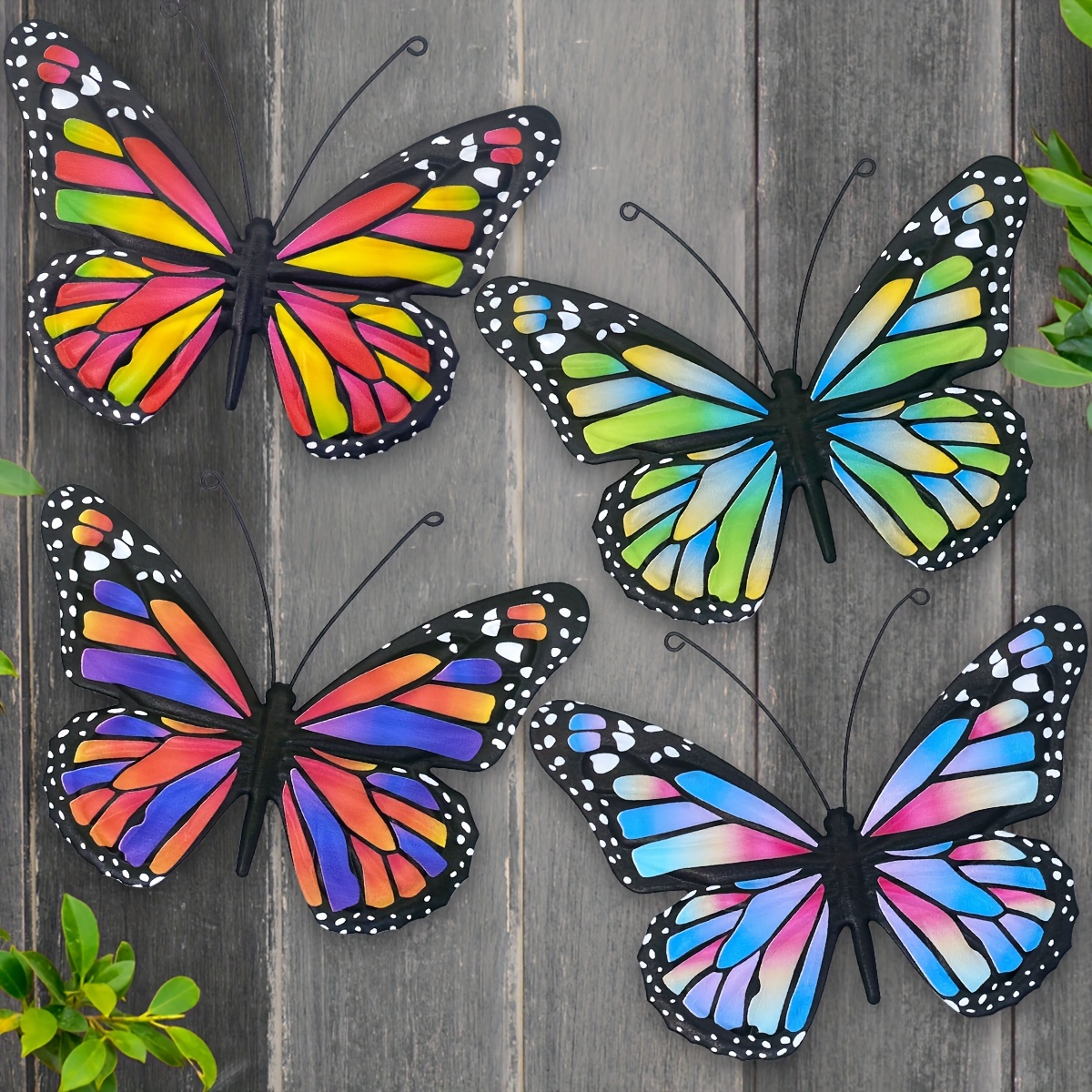 

4pcs Colorful Metal Butterfly Wall Hangings, Garden Fence Outdoor Decor, Perfect For Mother's Day, Father's Day, Housewarming Gift, Durable Iron Material For Home & Yard Art