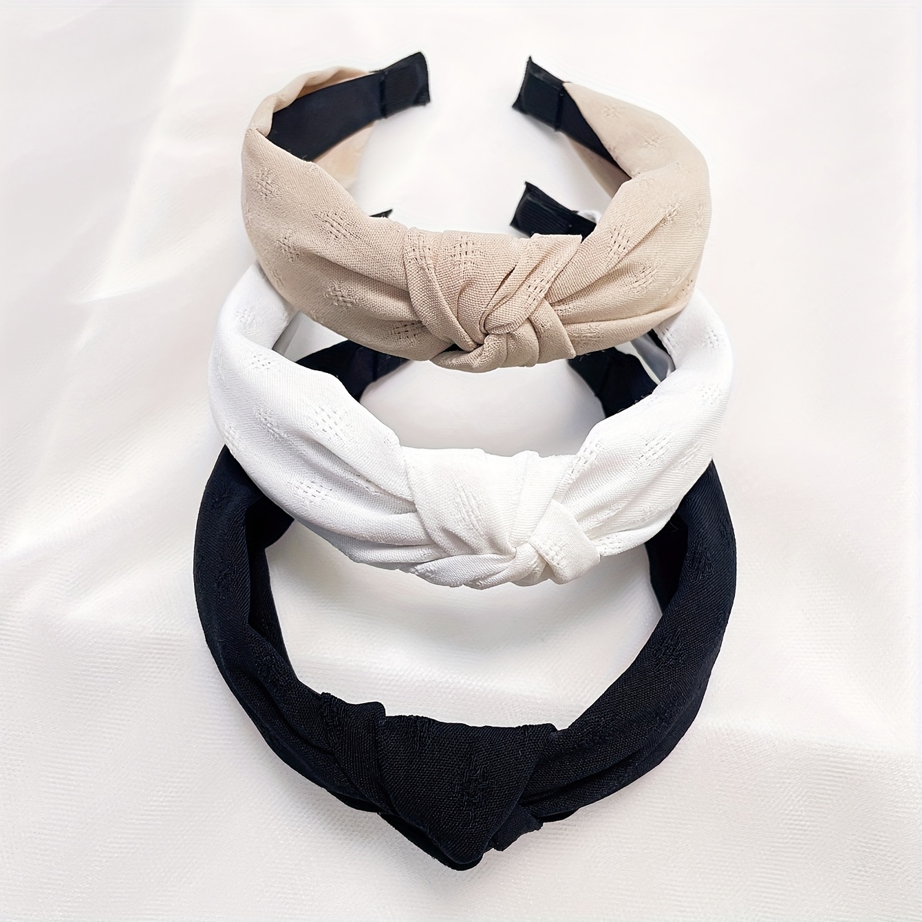 E-shop Ein Set aus 3 Damen-Stirnbändern, Mehrfarbige Haaraccessoires, Knoten Einfach Elegant Stirnbänder in Uni-Farben für den täglichen Gebrauch