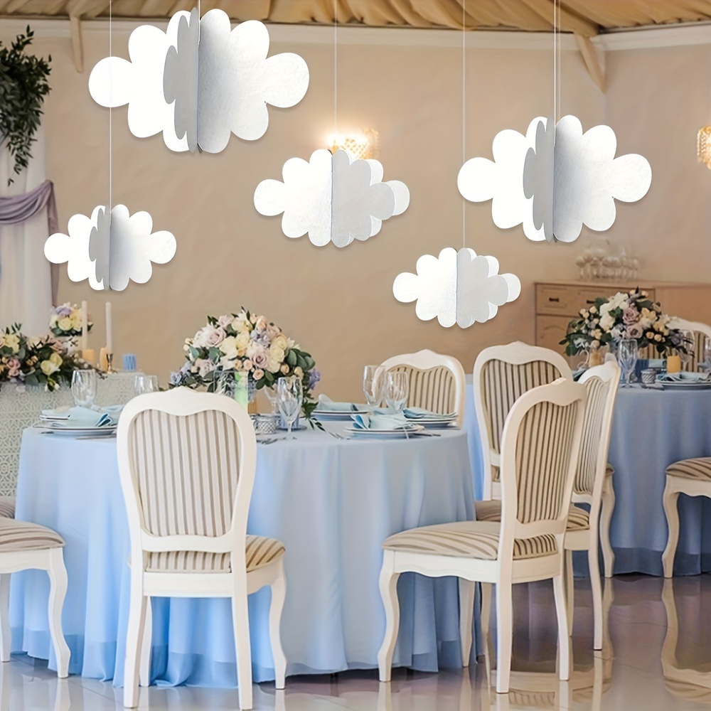 

16pcs Cloud Hanging Decor Set - Paper Ceiling Ornaments For Parties, Nursery & Home Decor