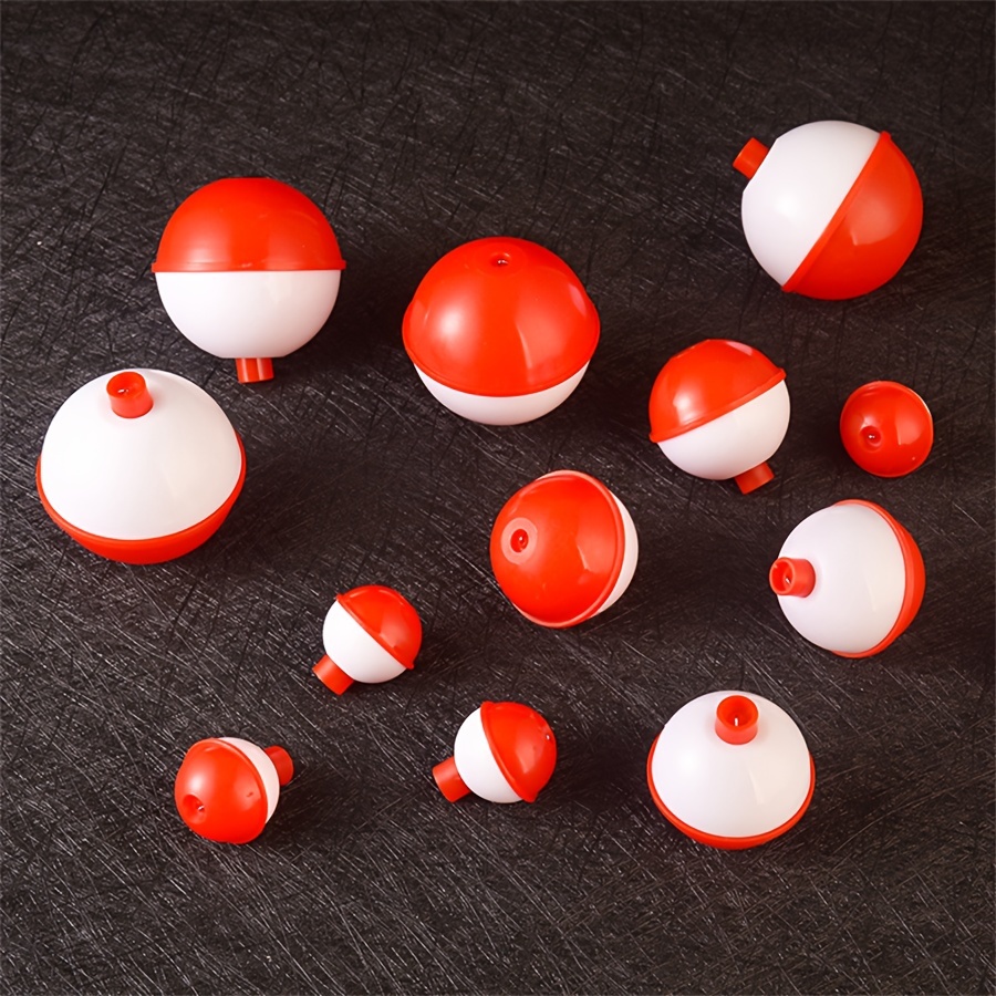 8pc Red & White Fishing Bobber Set - High Visibility PE Floats With Spring, For Freshwater