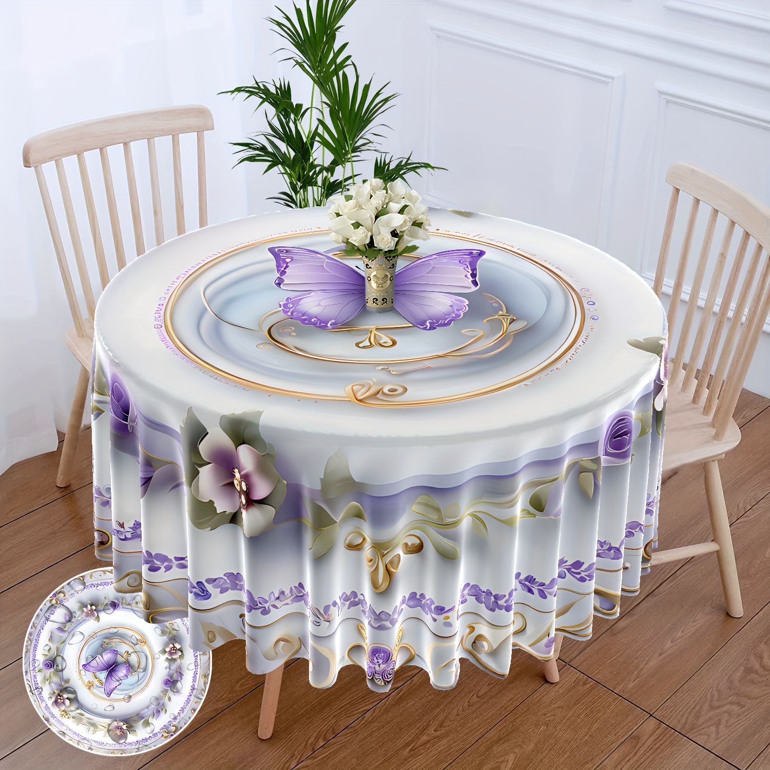 

Purple Round Tablecloth - , , And - Polyester For - For And Dining, Bbqs, Picnics, And