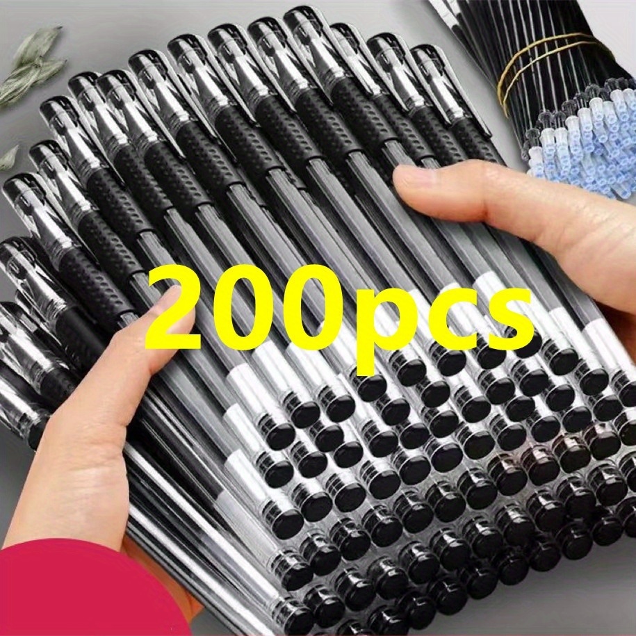 TEMU 200pcs Ballpen Set Gel Pen Black Ink 0.5mm Ball Pen Rods Refill School