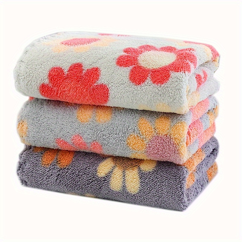 

4pcs Floral Quick-dry Towel Set - Soft, Absorbent Coral Fleece For Use