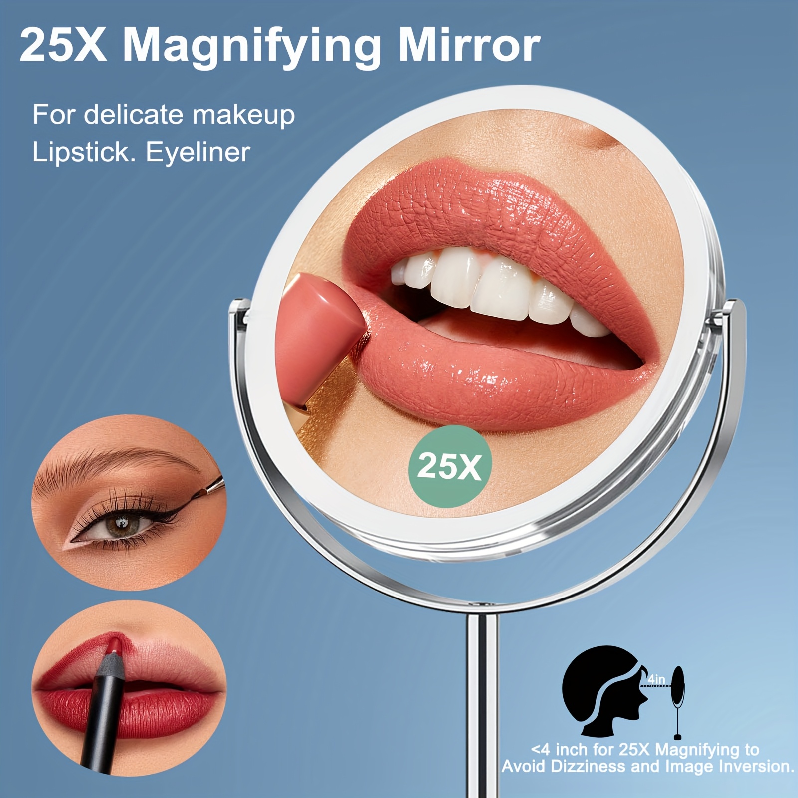 

25x Magnifying Makeup Mirror - Dual-sided 1x/25x, , Stainless , Portable For Vanity & Travel, Non-slip Base, Perfect Gift For Beauty Enthusiasts, Valentine's Day Gift