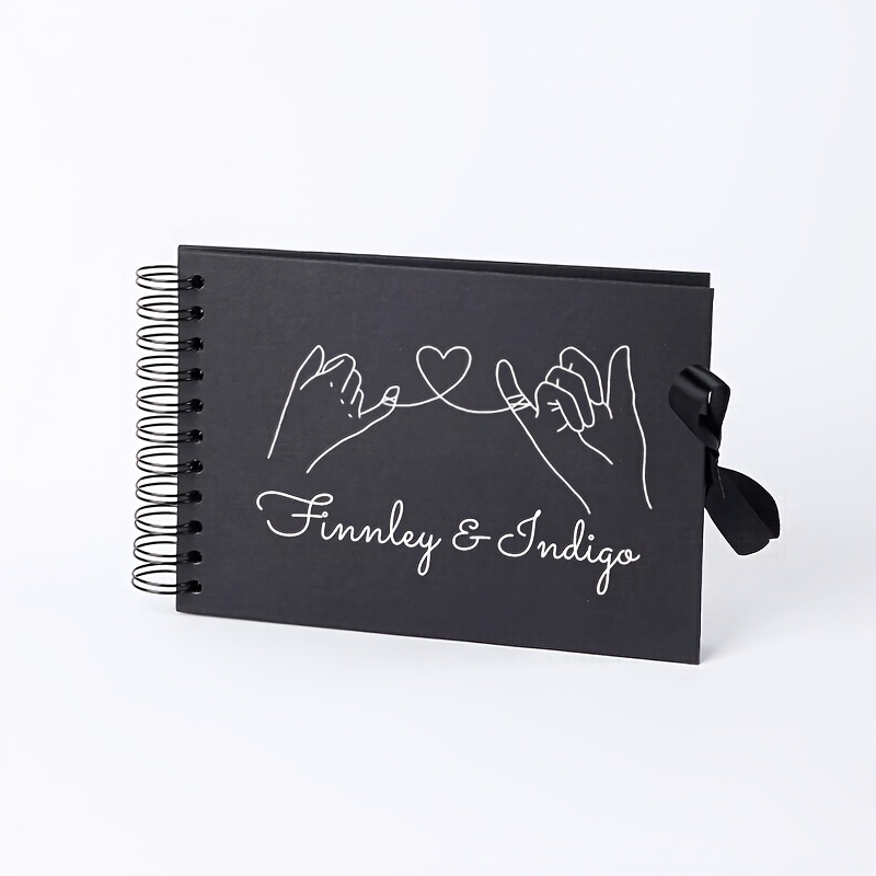 TEMU 1pc Album Photo Personnalisé Nom de Couple Personnalisé A5 Album Photo Spirale Style Coller DIY Album de Films Mariage Cadeau Voyage Fête Album