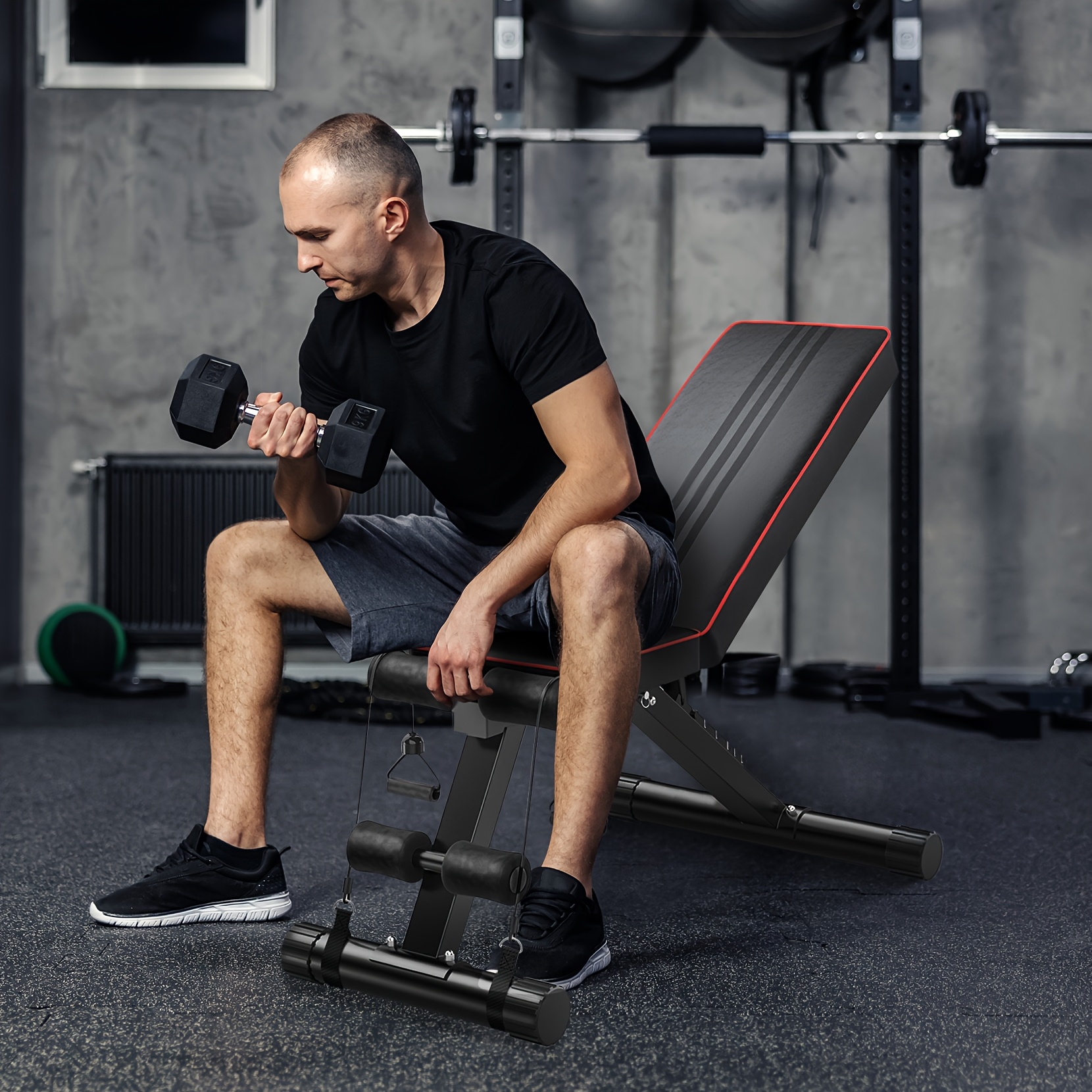 adjustable weight bench utility   for full body workout foldable flat incline   fid bench press for home gym details 4