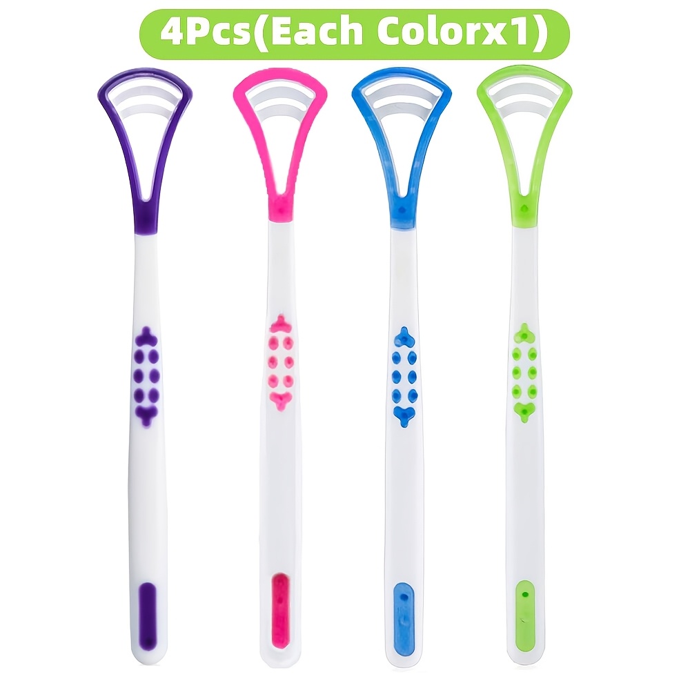 4pcs/8pcs Tongue Scrapers, Tongue Brushes, Blue Green Pink Purple Tongue Scrapers Durable Tongue Scrapers, Deep Cleaning Soft Tongue Brushes Tongue Cleaning Scrapers, Tongue Care Tools