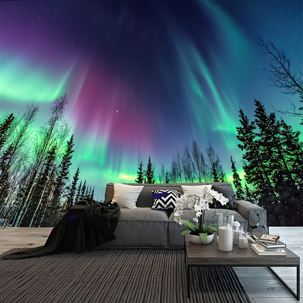 

1pc Aurora Borealis Pattern Tapestry, Polyester Tapestry, Wall Hanging For Living Room Bedroom Office, Home Decor Room Decor Party Decor, With Free Installation Package