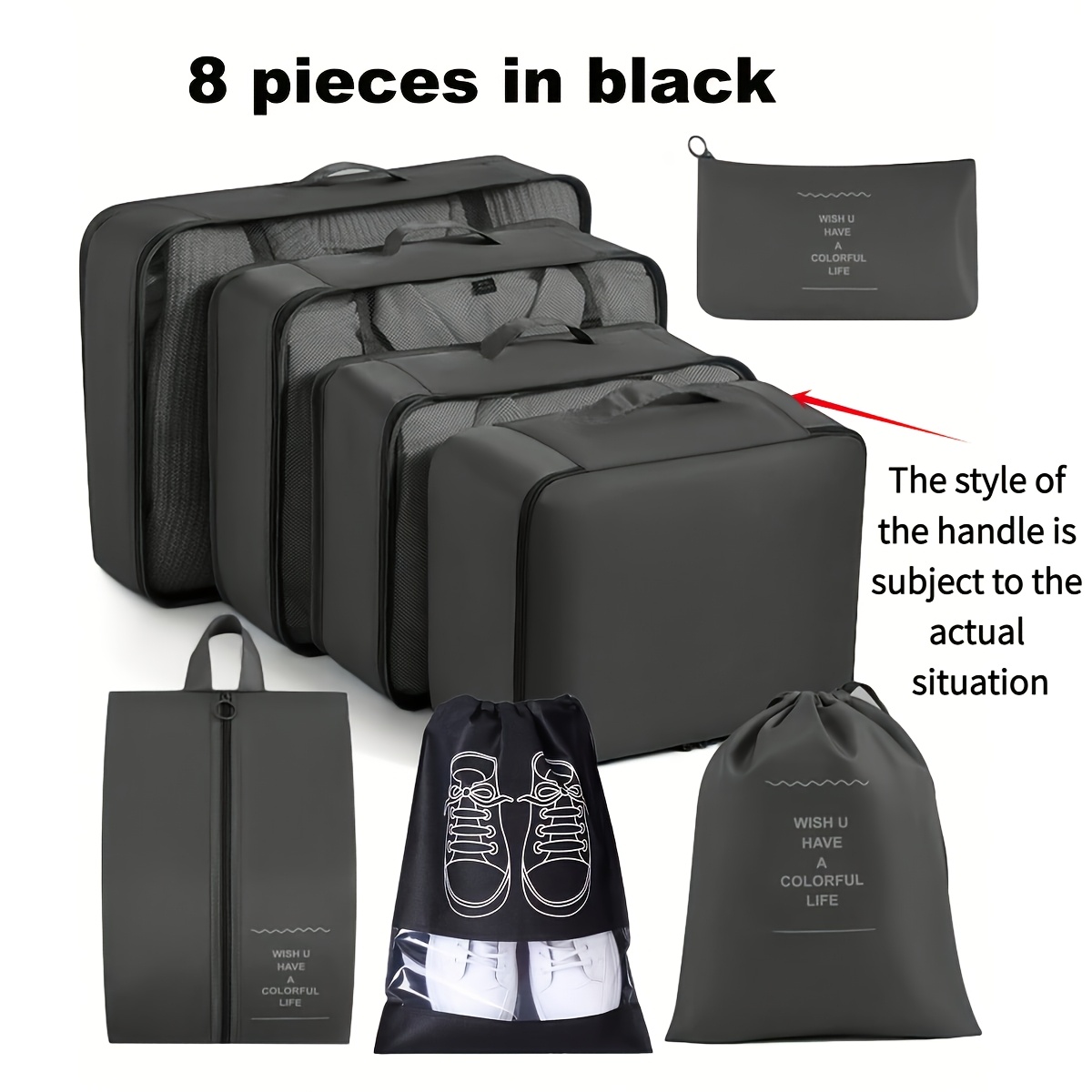 TEMU 8pcs Travel Luggage Sorting Bag, Travel Storage Bag, Used For Storing Clothes, Shoes, Underwear, Luggage Sorting Bag, Fitness Bag, Weekend Bag,